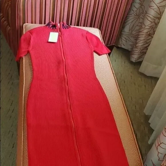 Michael Kors Logo Ribbed Mock MK neck zip size M - Picture 2 of 7